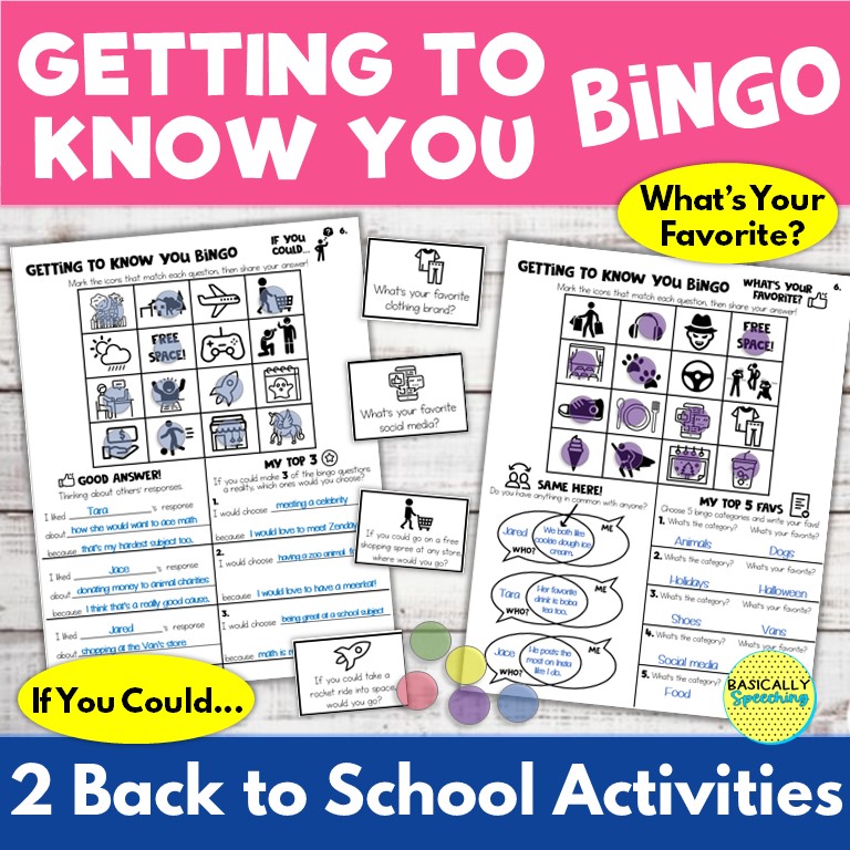 Getting to Know You Bingo Activity for Middle and High School Speech Therapy