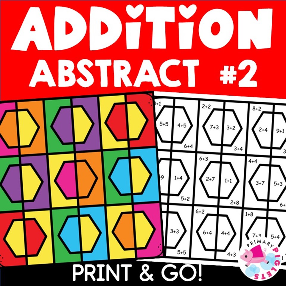 Back to School Addition to 10 & 20 Color by Number Code ABSTRACT