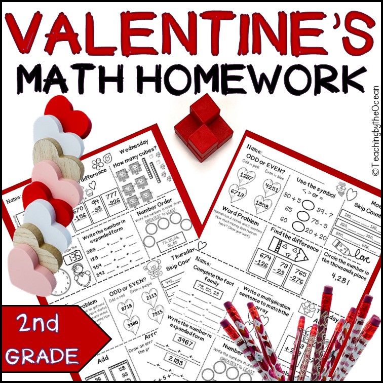 2nd Grade Math Homework - Valentine's Day