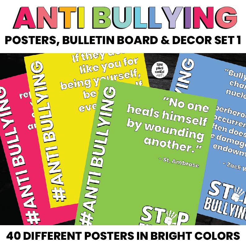 Anti Bullying Posters Awareness | Decor | Bulletin Board | BRIGHT SET 1