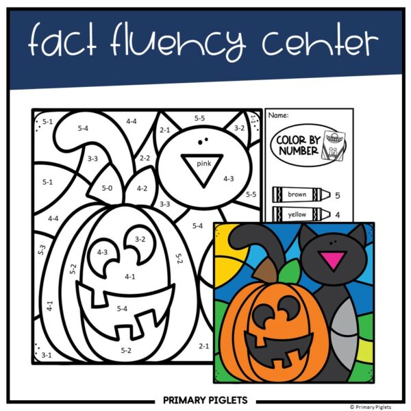 Halloween Subtraction to 5 Color by Number Code Math Coloring Pages ...