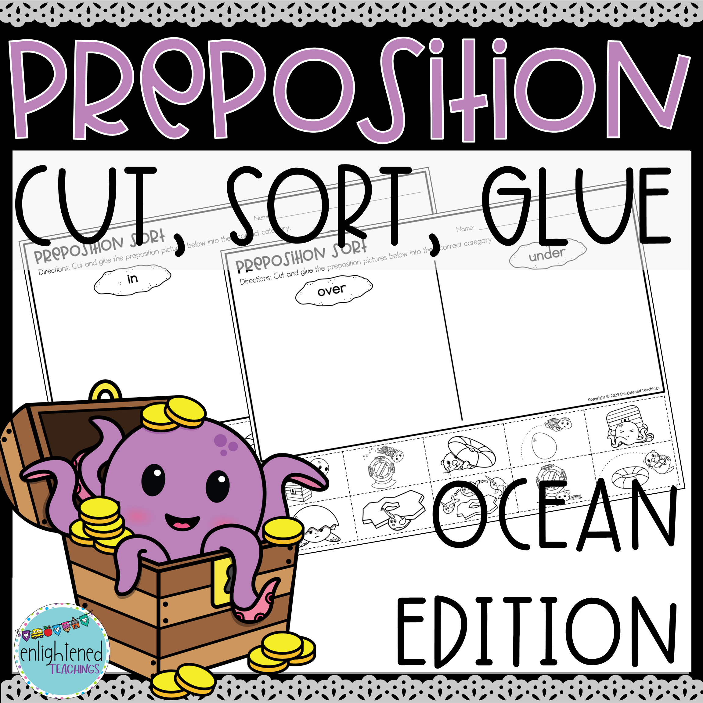 Ocean Preposition Sort Worksheets Cut Glue Paste Sorting Positional Words