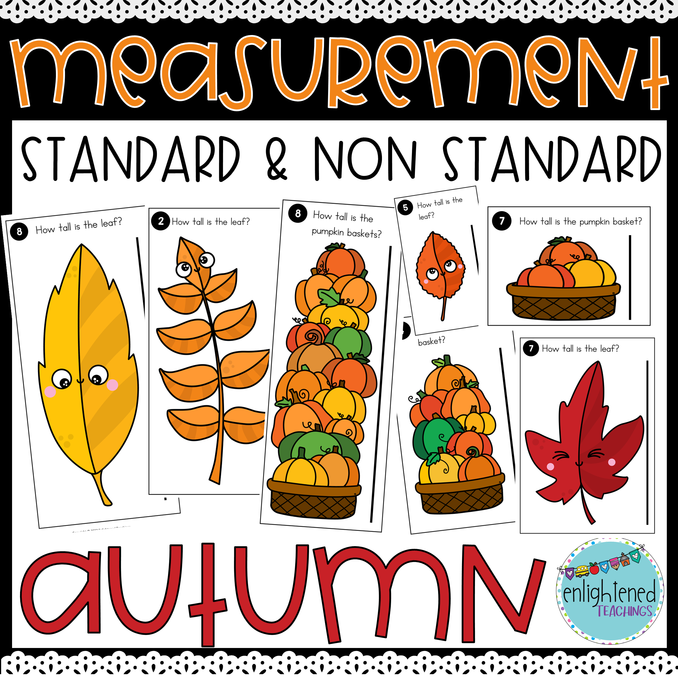 Fall Measurement Task Cards Non Standard Autumn Measuring Activities