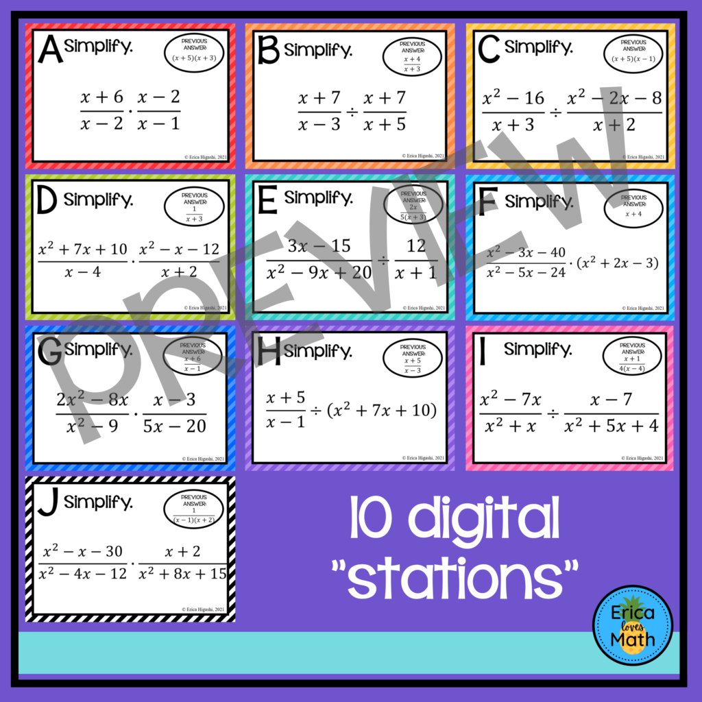 Multiplying & Dividing Rational Expressions Digital Activity Scavenger ...