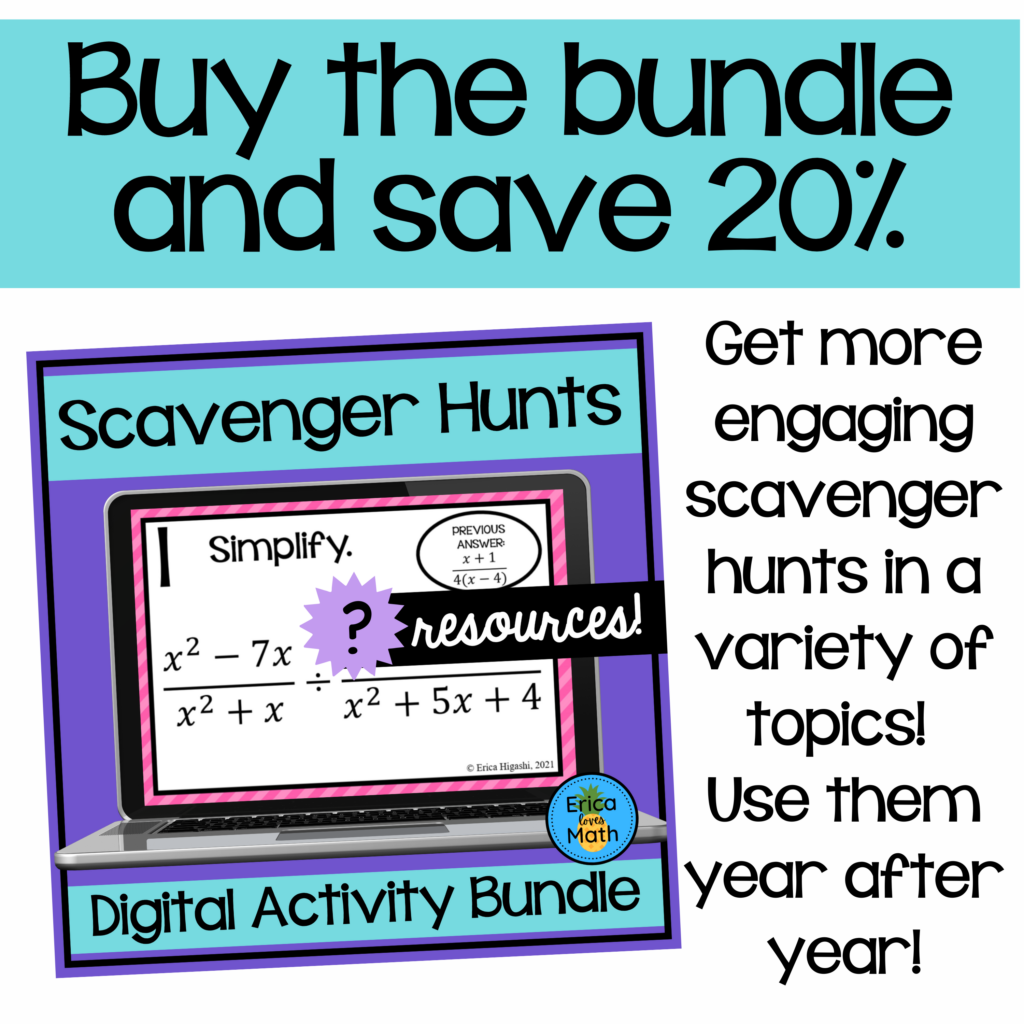 Multiplying & Dividing Rational Expressions Digital Activity Scavenger ...