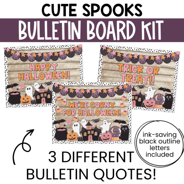 Cute Halloween Bulletin Board Kit / Pink Halloween Bulletin Board ...
