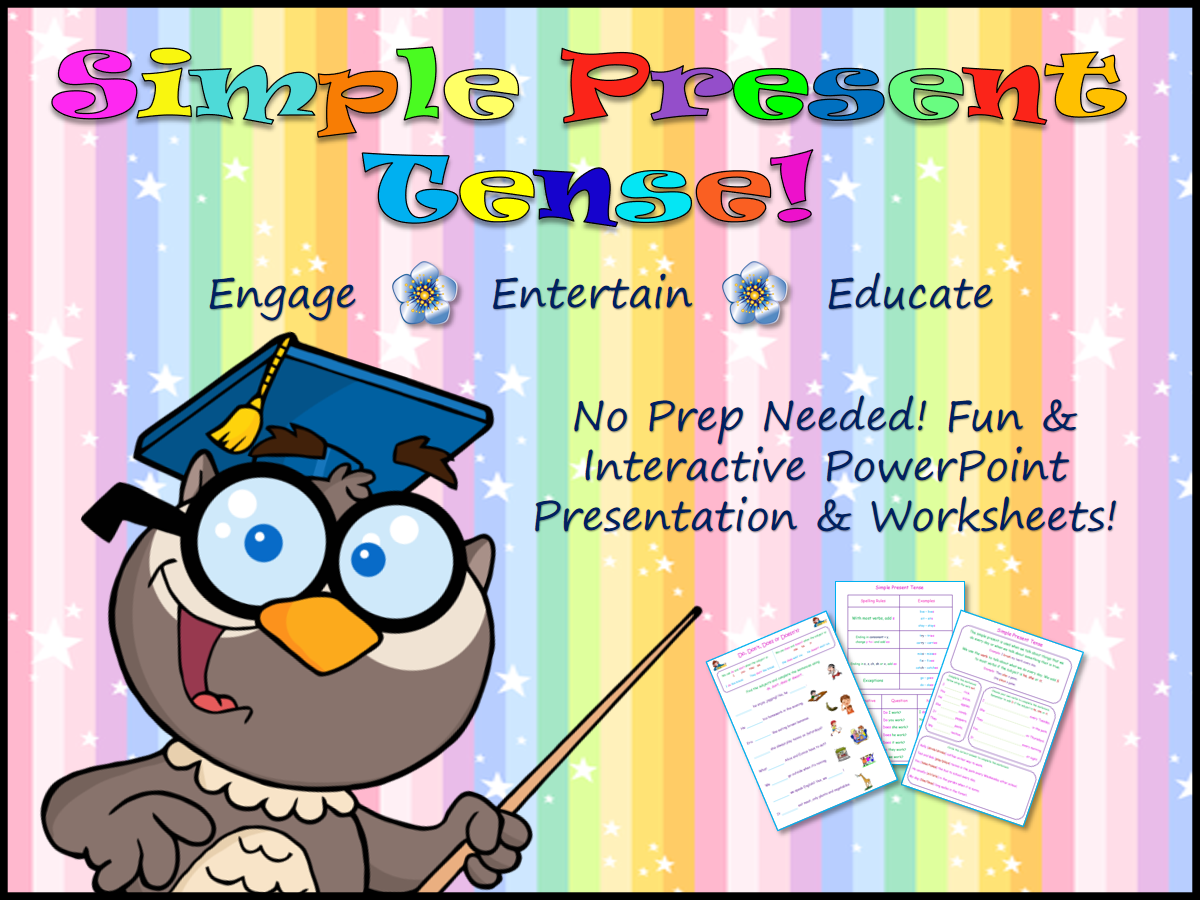 Simple Present Tense: Fun & Interactive PPT & Worksheets! No Prep!