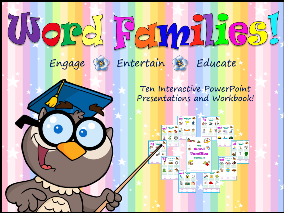 CVC Word Families: 10 PPTs & Word Family Workbook