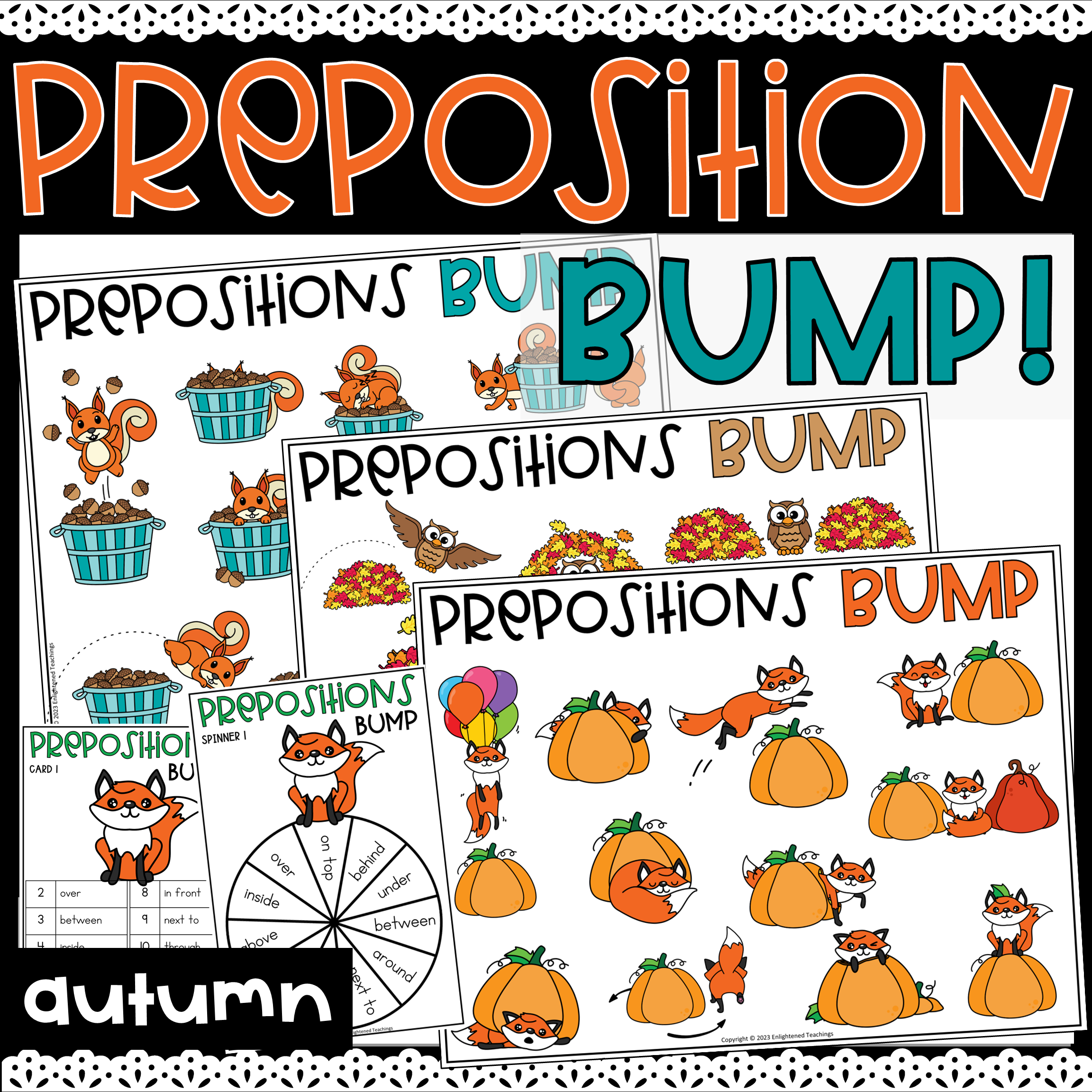 Fall Prepositions BUMP Game Fall Positional Words Fall Spatial Concepts