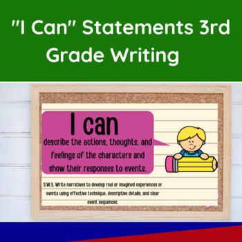 3rd Grade-I Can Statements Writing- ELA- Printable and Powerpoint