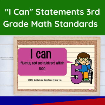 I Can Statements- All Math Standards- 3rd Grade-Printable and Powerpoint