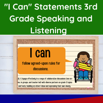 3rd Grade- I Can Statements Speaking and Listening- ELA- Printable- Powerpoint