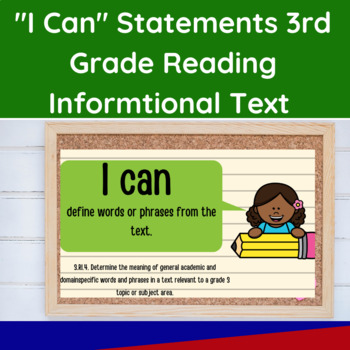 3rd Grade- I Can Statements Reading Informational Text- ELA- Printable