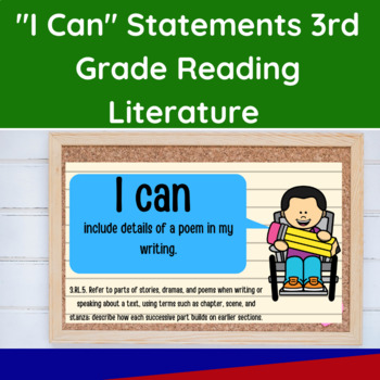 3rd Grade Common Core Standards I Can Statements for Reading Literature