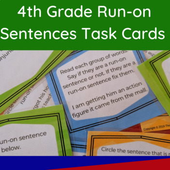 4th Grade Run-on Sentences Task Cards Language Skills and Grammar Practice