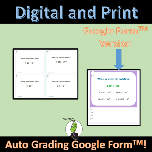 Scientific Notation Task Cards Algebra 1 Task Cards | Google Form and ...