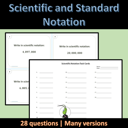 Scientific Notation Task Cards Algebra 1 Task Cards | Google Form and ...