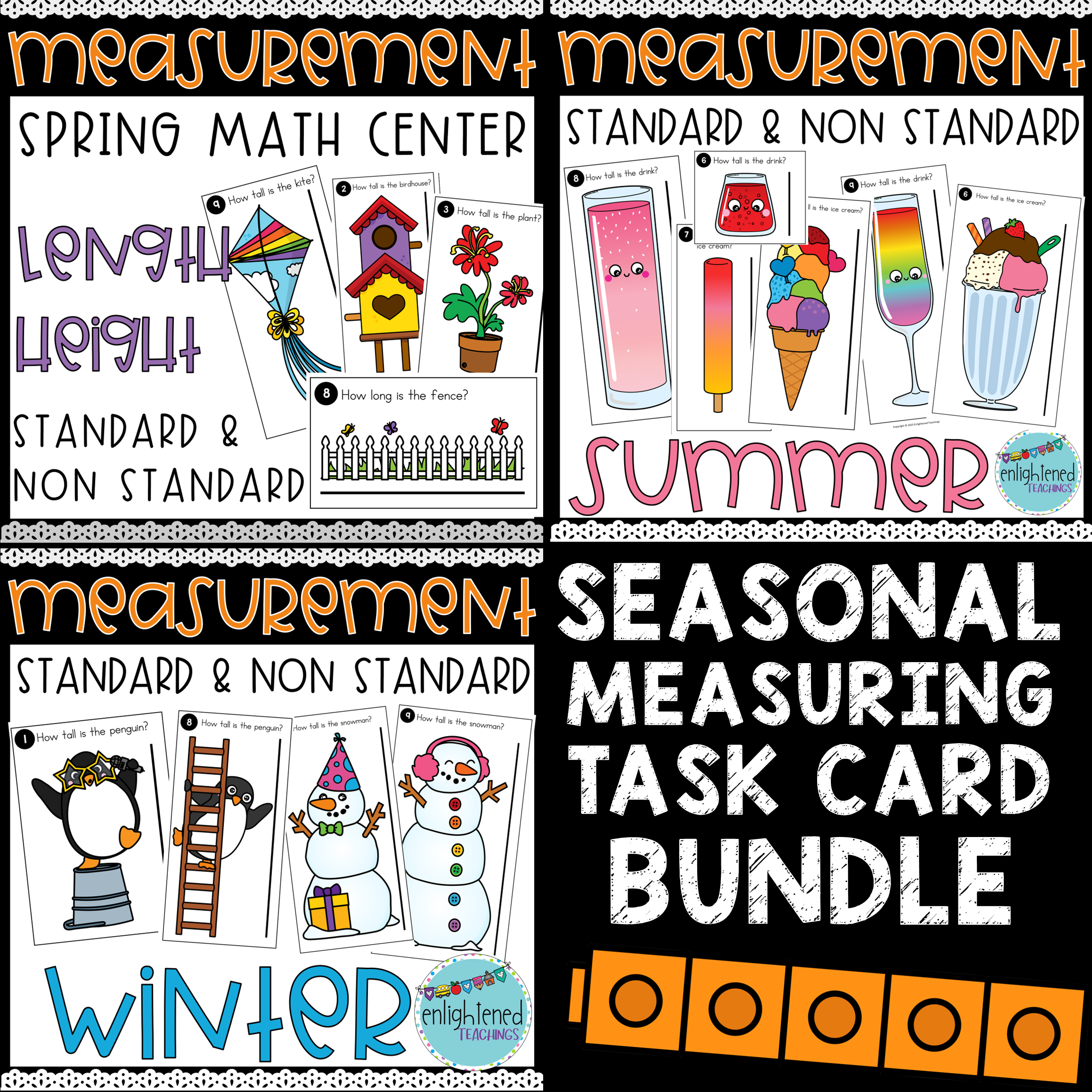 Seasonal Measuring Task Cards BUNDLE Measuring Center Measure the Room