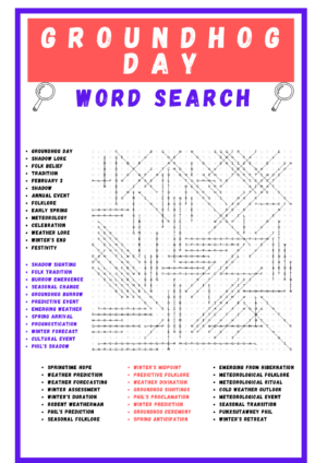 GROUNDHOG DAY WORD SEARCH PUZZLE WORKSHEETS ACTIVITIES FOR KIDS - Made ...