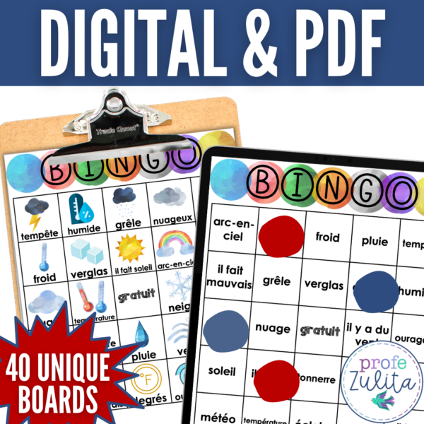 La Météo / Le Temps French Weather BINGO Games - Made By Teachers