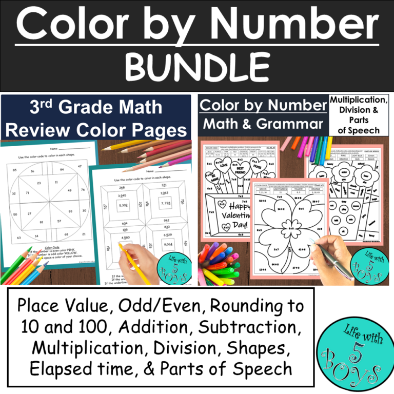 Fun Math Color By Number Worksheets Color by Number Math Worksheets BUNDLE | Made By Teachers