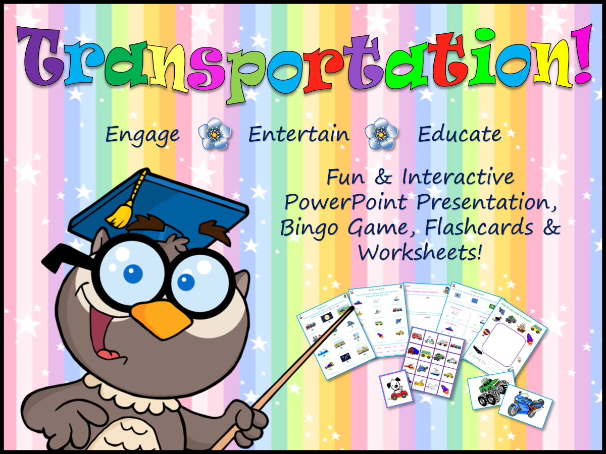 Transportation: PPT, Flashcards, Bingo Activity, & Worksheets!