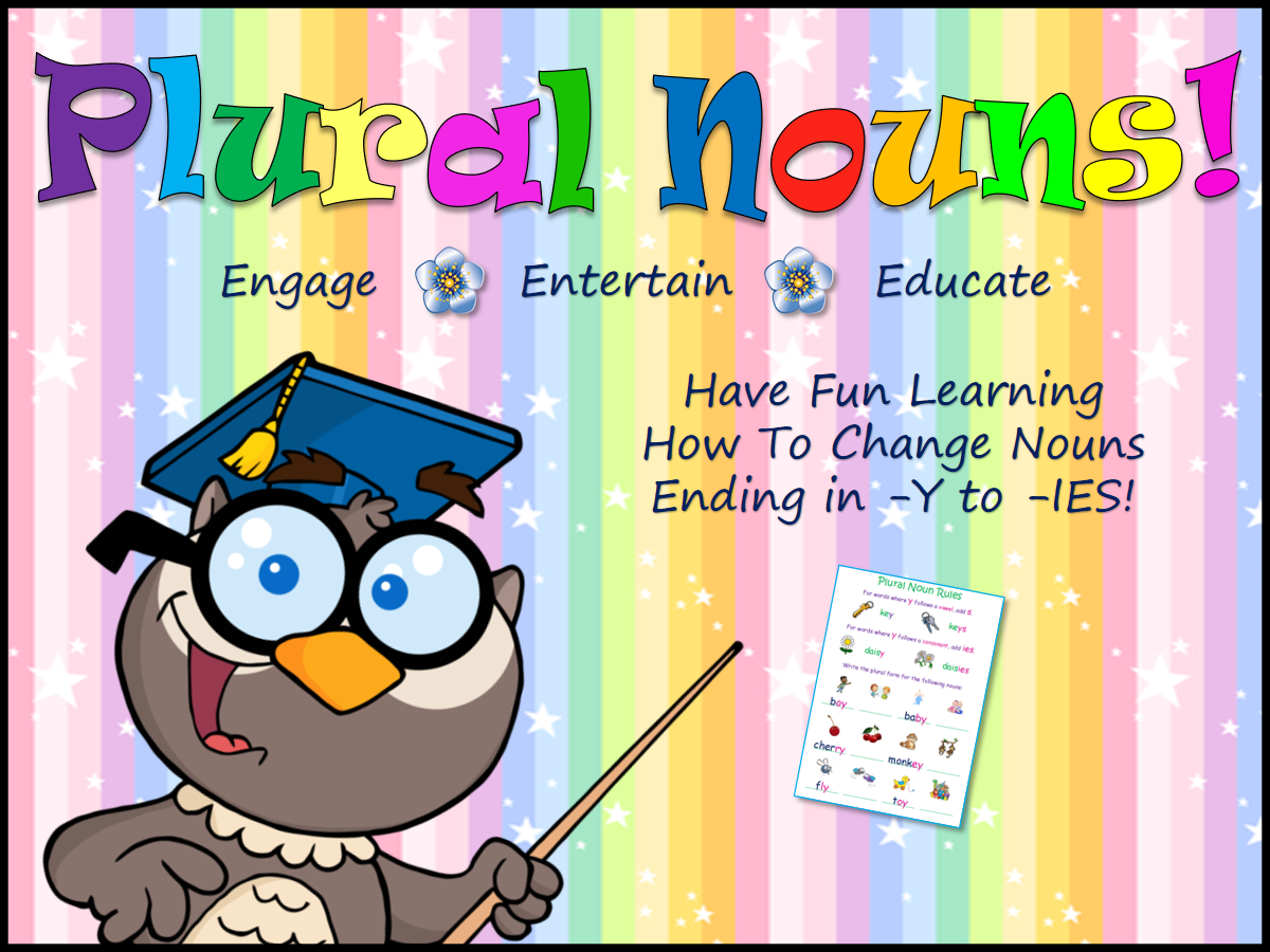 Plural Nouns: Changing Y to IES Interactive PPT & Worksheet! No Prep!