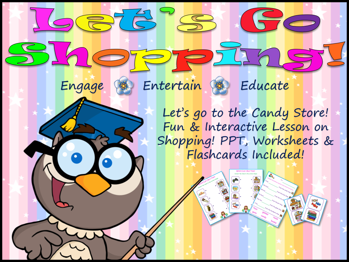 Shops & Shopping Vocabulary: Fun & Interactive PPT, Worksheets & Flashcards!