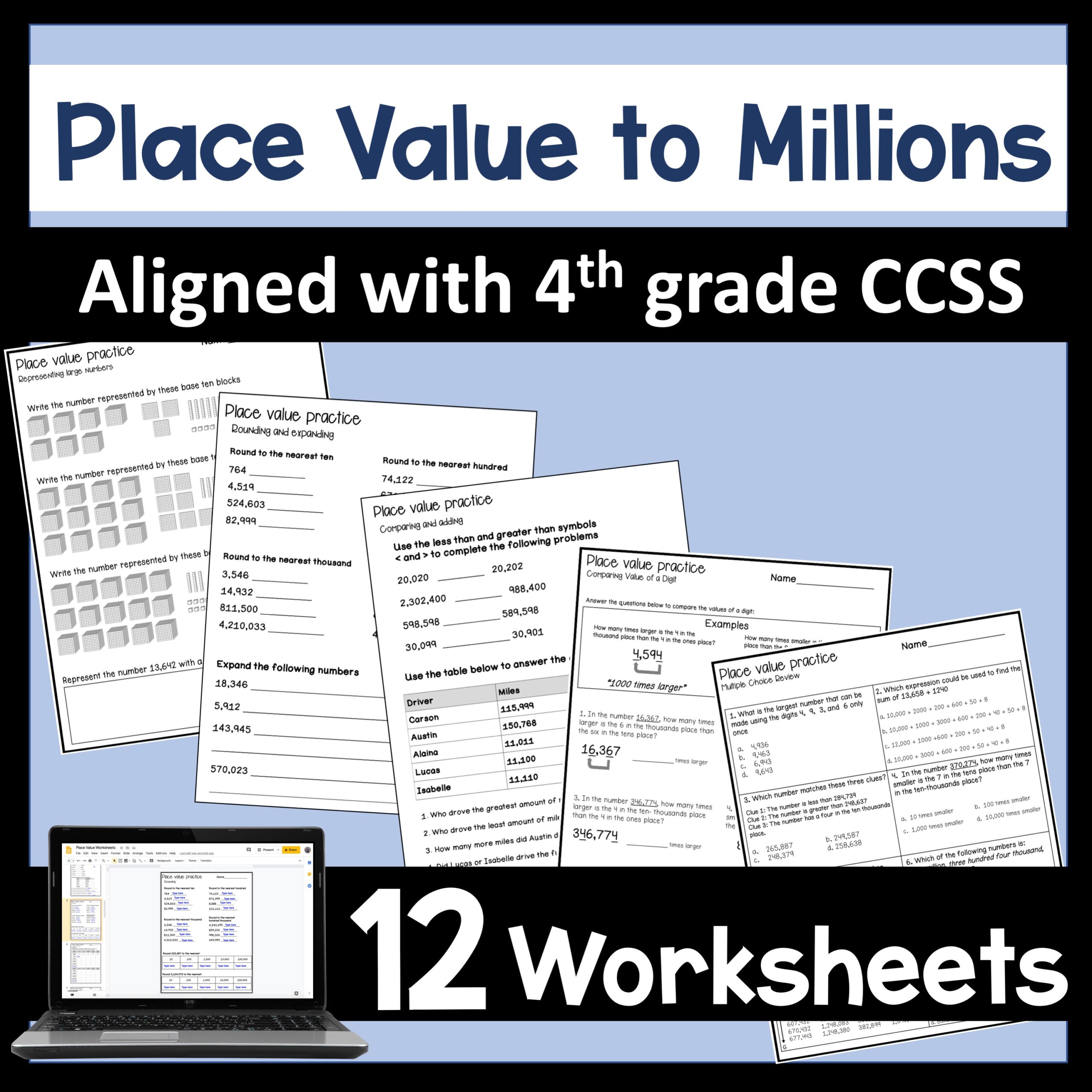 Place Value to Millions Worksheets