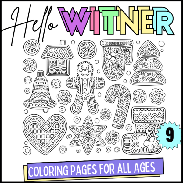 Christmas Gingerbread Vector Coloring pages. Winter & NewYear. Doodle ...
