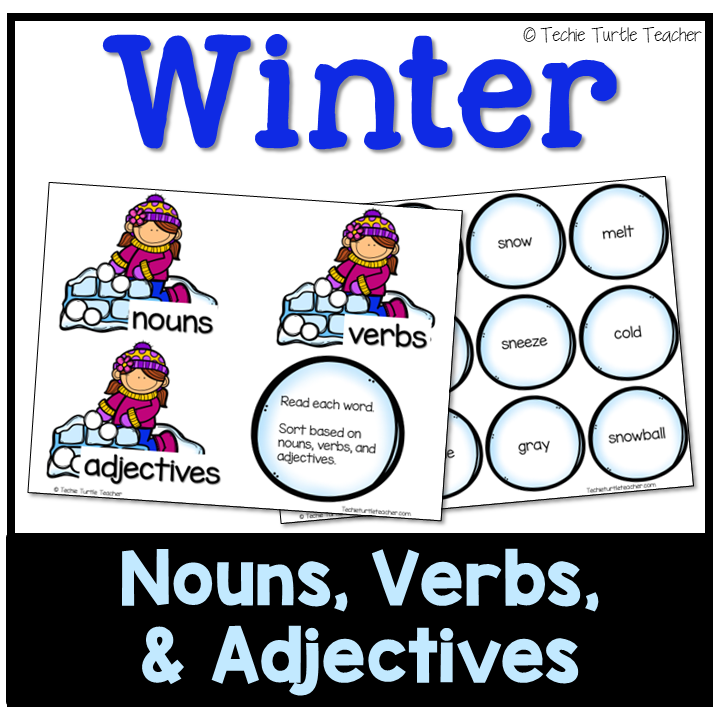 Winter Grammar - Nouns, Verbs, & Adjectives: Parts of Speech Center Activities