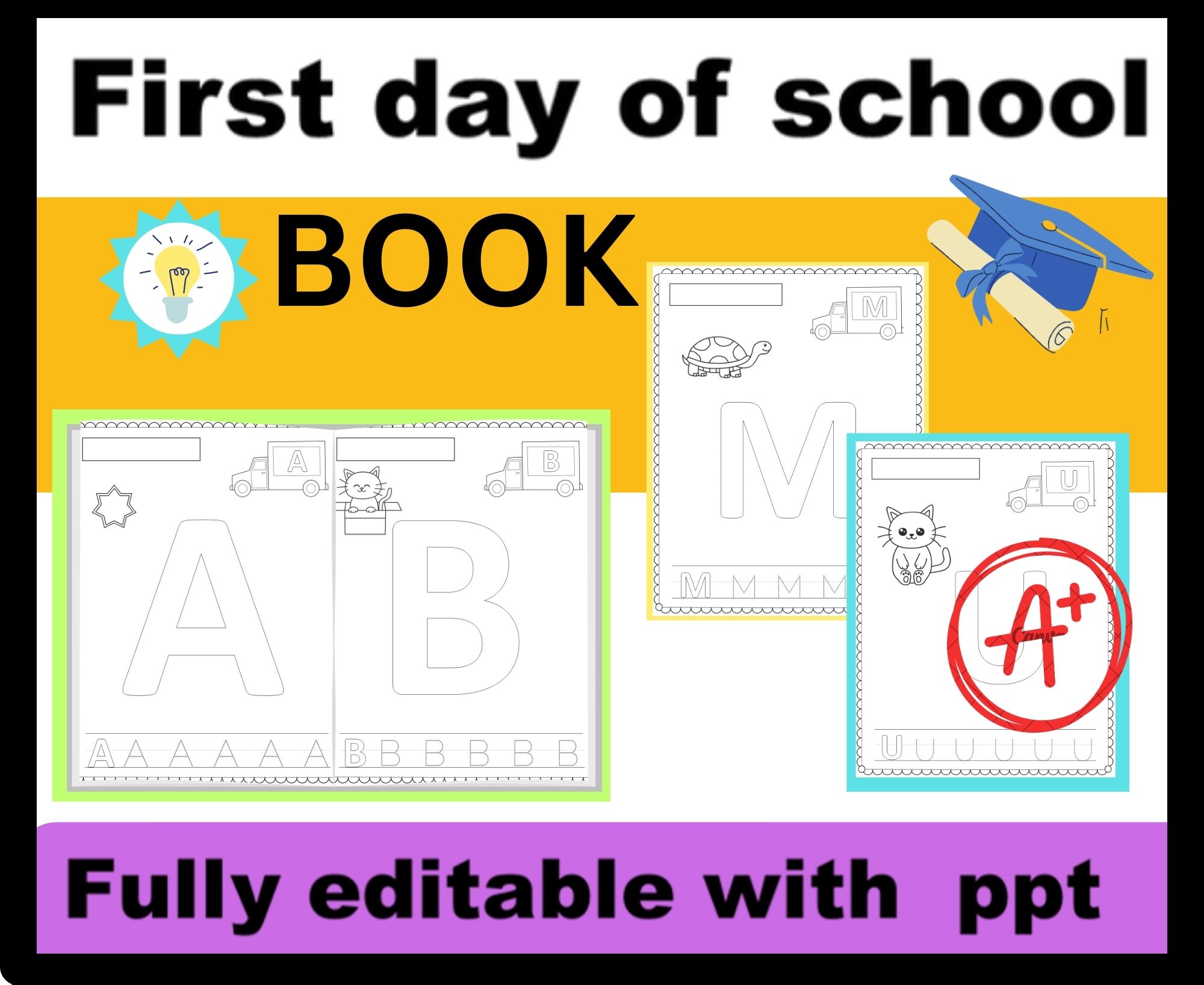 Alphabet Masterpiece: Editable Name Art & numbers Activities for First Day . ppt