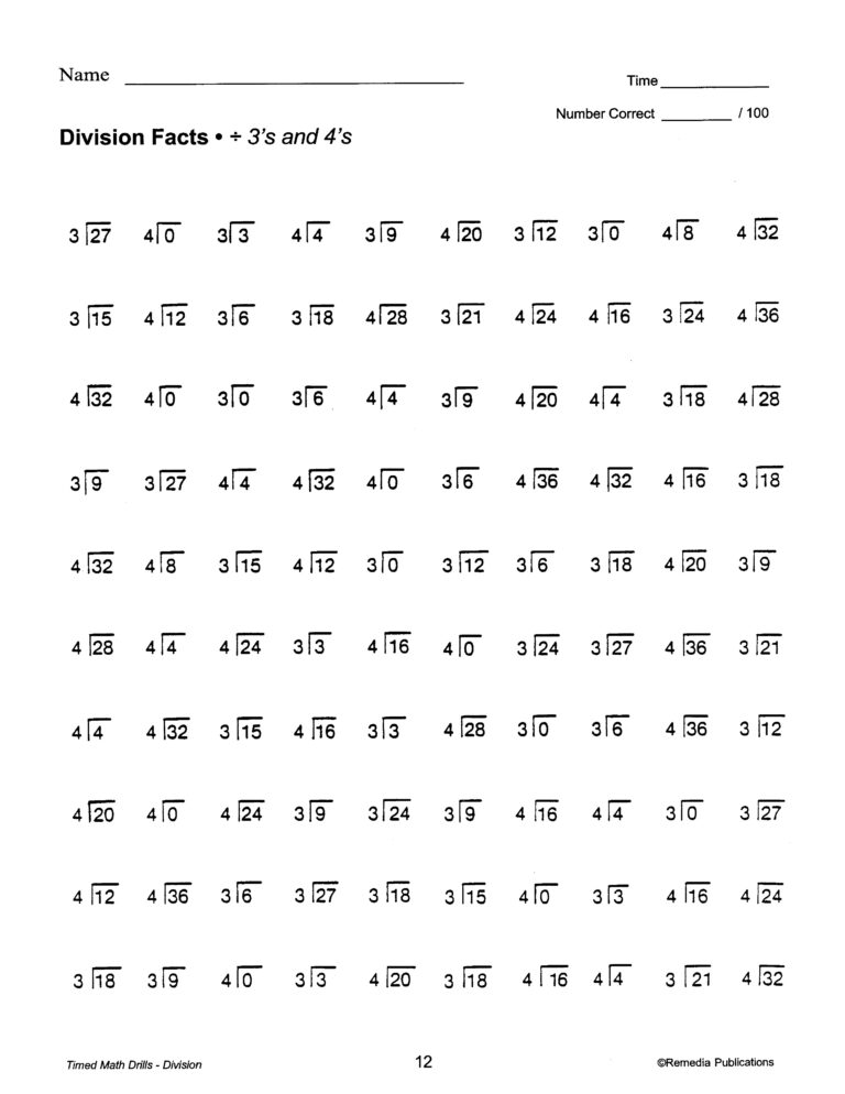 TIMED MATH DRILLS: Division Facts | Made By Teachers