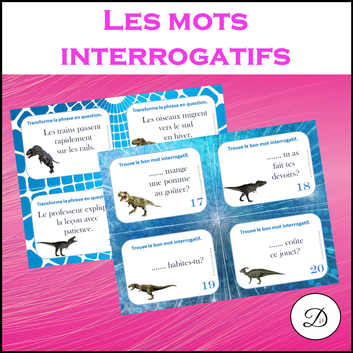 Mots interrogatifs: 32 cartes à tâches French question words Poster + Task Cards