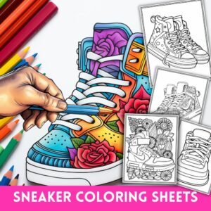 Sneaker Coloring Pages: Fashion Designs Coloring Sheets BUNDLE | Made ...