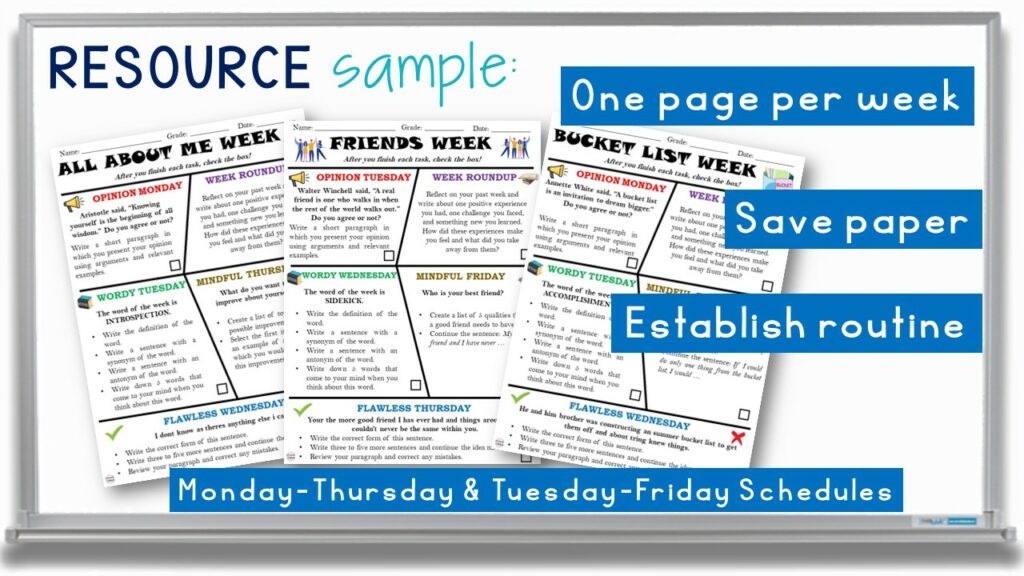 4-Day School Week ELA Bell Ringers For Middle School - ALL YEAR of ...