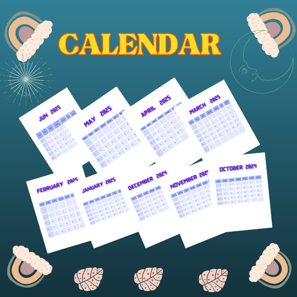 Editable Monthly Calendar