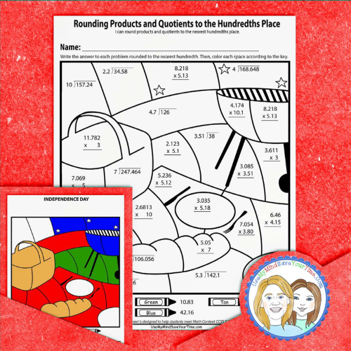 5th Grade - Rounding Worksheets | Rounding Decimals | Color by Number ...