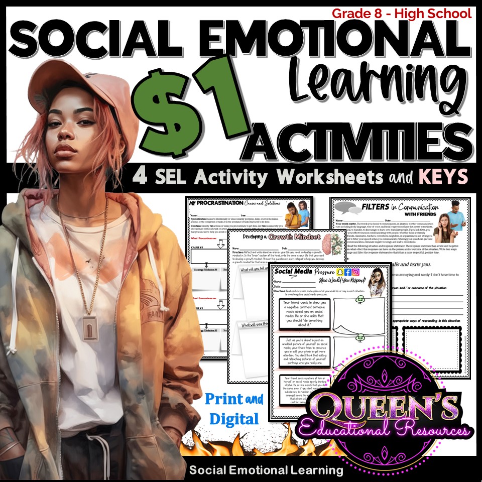 $1 Social Emotional Learning Activity Worksheets | Life Skills Activities