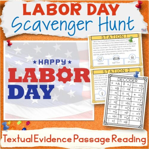 Labor Day Scavenger Hunt Reading Comprehension Passages Textual ...