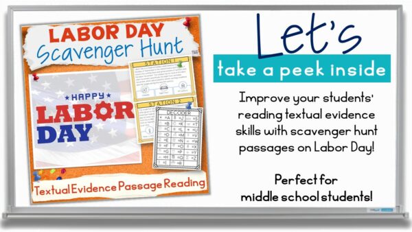 Labor Day Scavenger Hunt Reading Comprehension Passages Textual ...