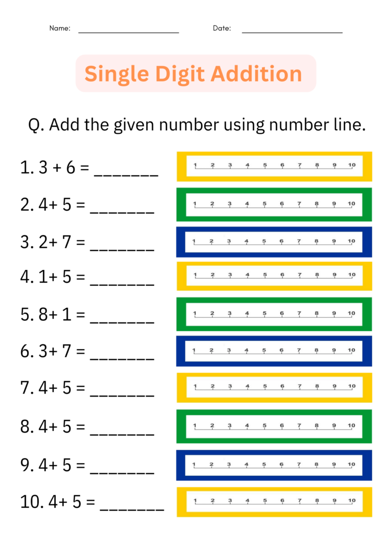 Printable Single Digit Math printable single digit addition 1 to 10 Number Math Worksheets for ...