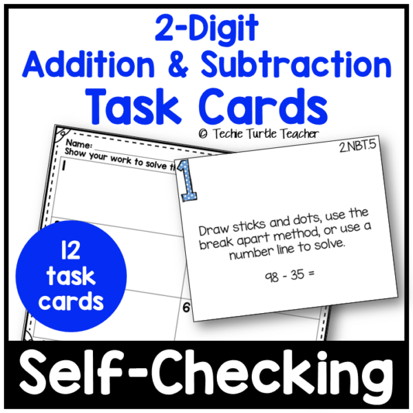 Math Review Task Cards - 2-Digit Addition & Subtraction | Made By Teachers