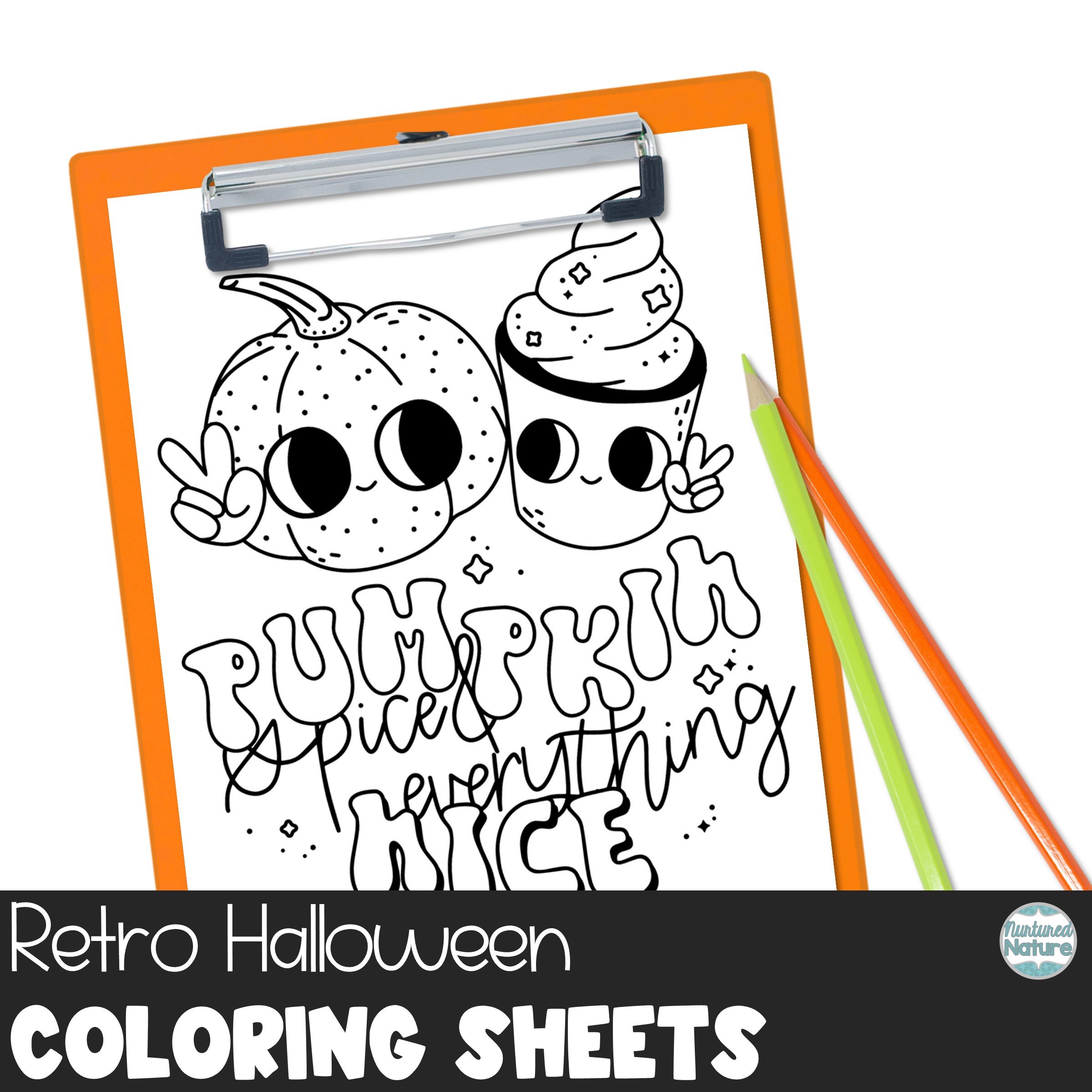 Halloween Coloring Pages - October Early Finish Activities - Retro Pumpkins and Ghosts