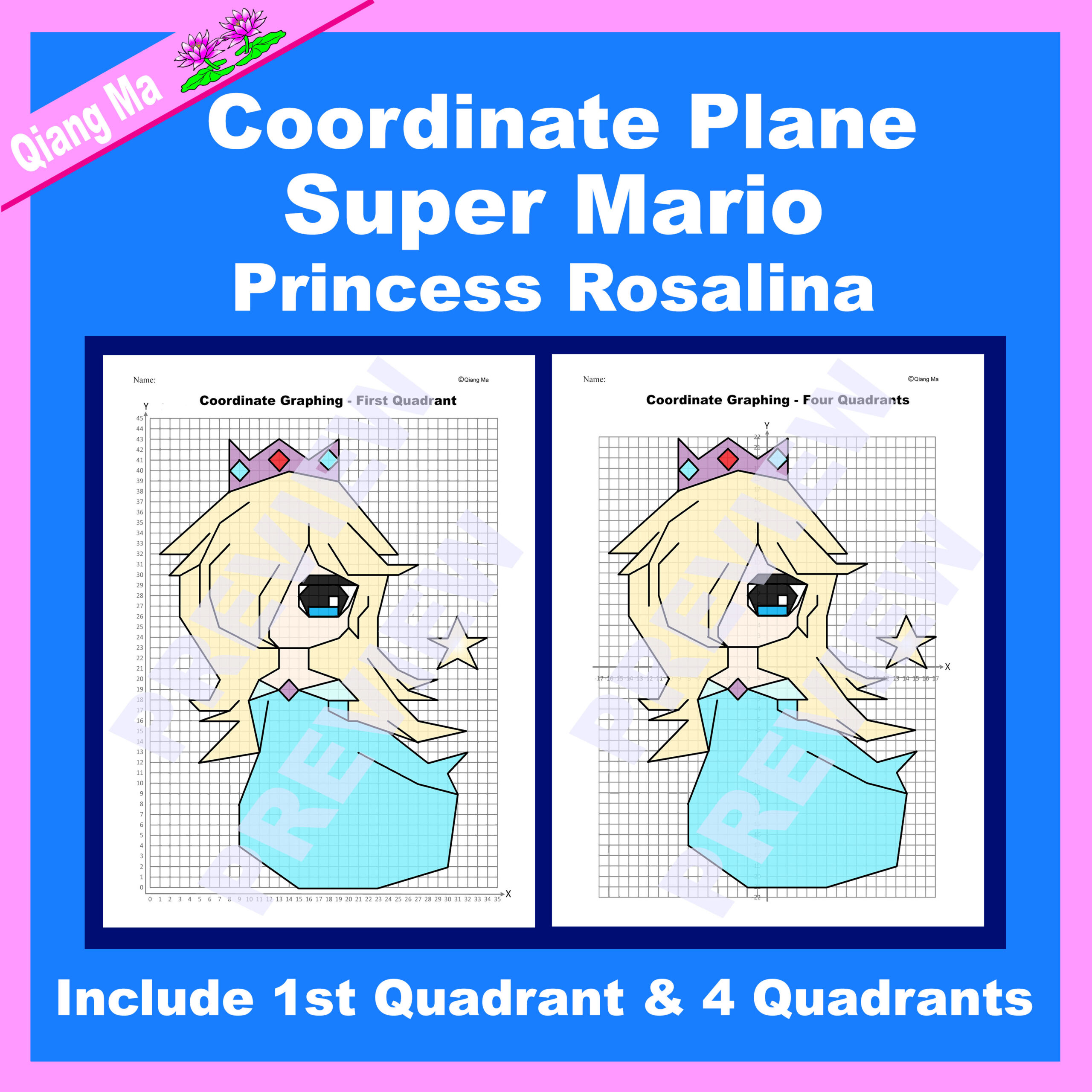 Super Mario Coordinate Plane Graphing Picture: Princess Rosalina