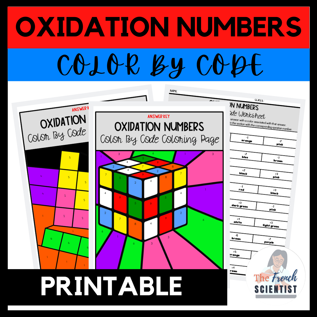 CHEMISTRY REDOX Assigning Oxidation Numbers Color By Code Review Activity