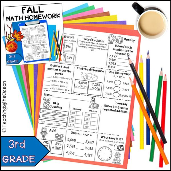 Fall 3rd Grade Math Homework | Made By Teachers