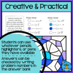 Solving Quadratic Equations with Quadratic Formula Color by Number ...