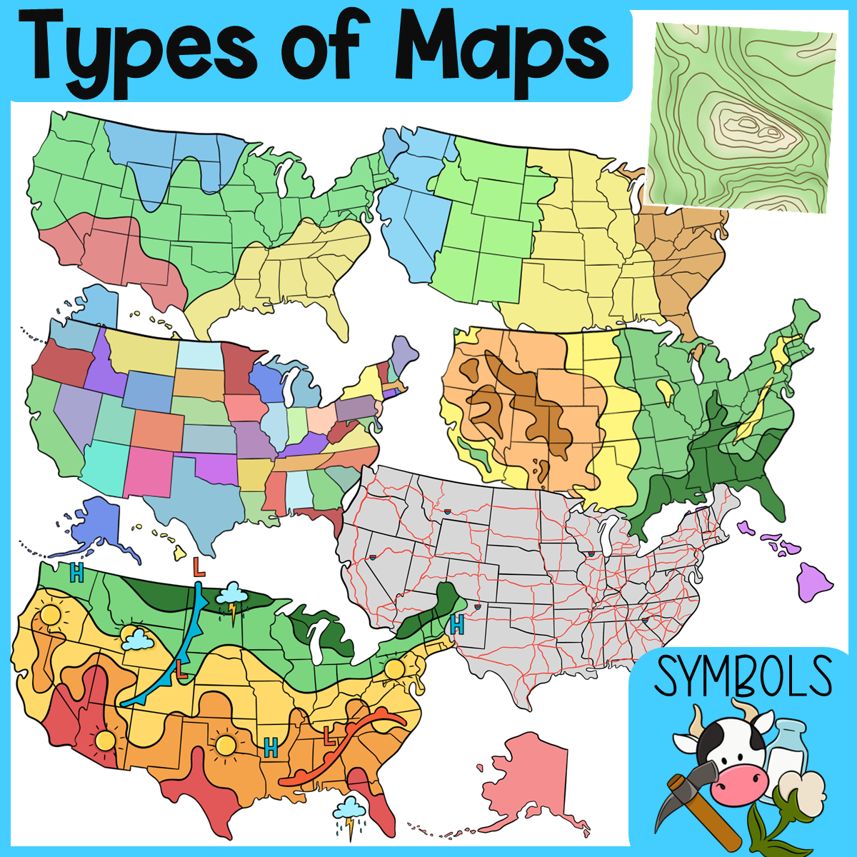 Types of Maps Clip Art | USA