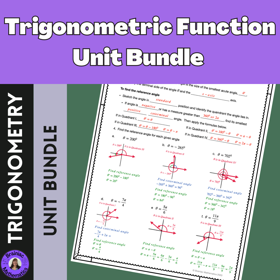 Trigonometric Function Unit 1 Bundle